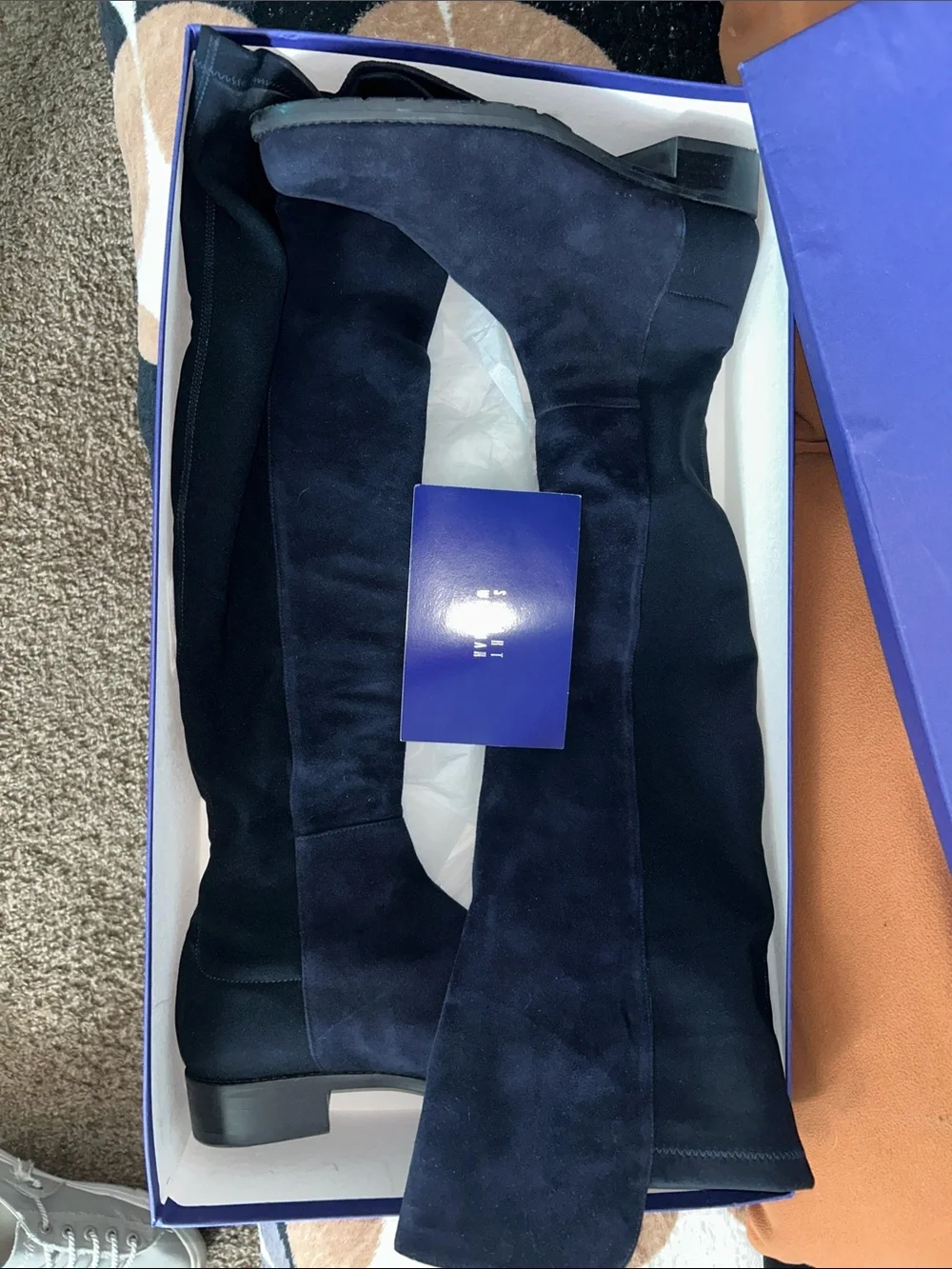 BRAND NEW! Stuart Weitzman Dark Navy Suede Over-the-Knee Boots